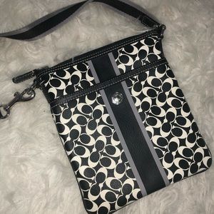 Coach black & white crossbody bag